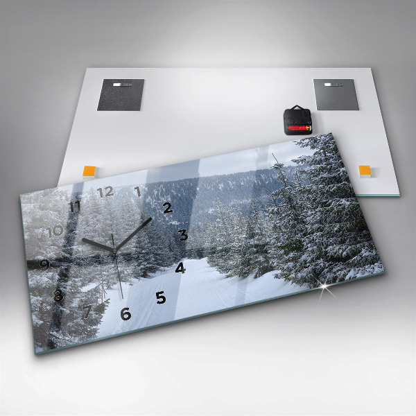 Ceas orizontale de perete din sticlă Munții Uriașii Cehi iarna
