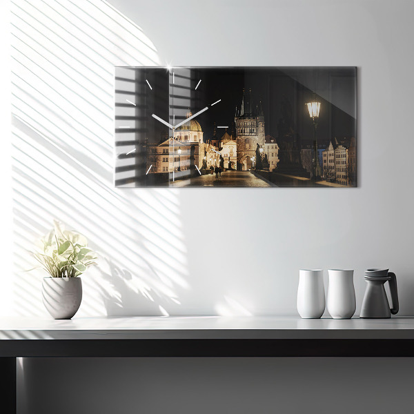 Ceas orizontale de perete din sticlă Podul Carol din Praga