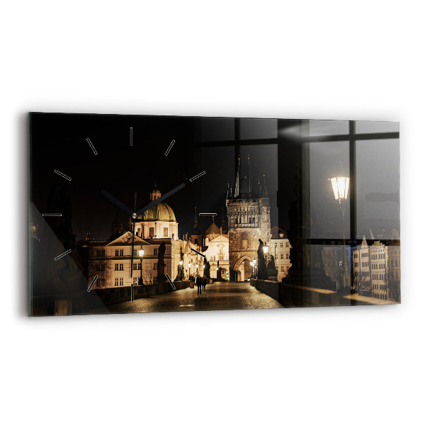 Ceas orizontale de perete din sticlă Podul Carol din Praga