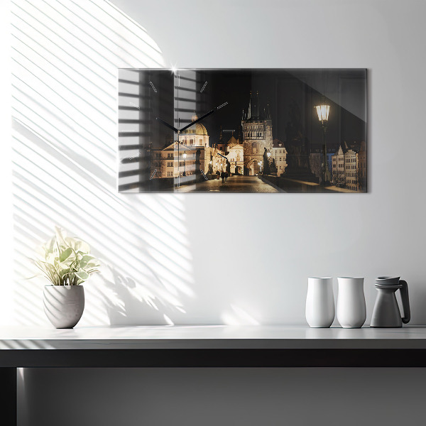 Ceas orizontale de perete din sticlă Podul Carol din Praga