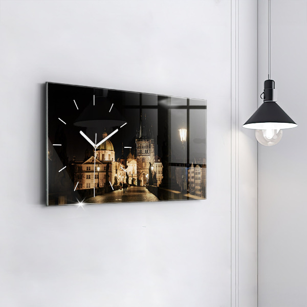 Ceas orizontale de perete din sticlă Podul Carol din Praga