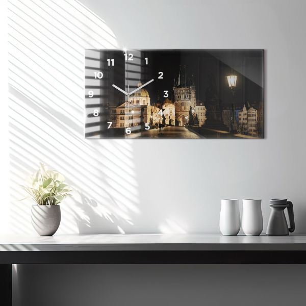 Ceas orizontale de perete din sticlă Podul Carol din Praga