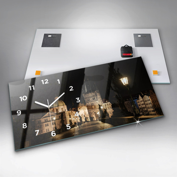 Ceas orizontale de perete din sticlă Podul Carol din Praga