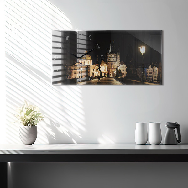 Ceas orizontale de perete din sticlă Podul Carol din Praga