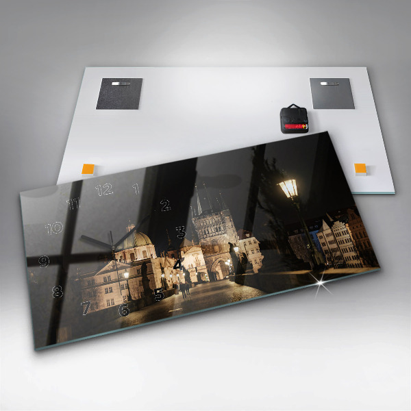 Ceas orizontale de perete din sticlă Podul Carol din Praga
