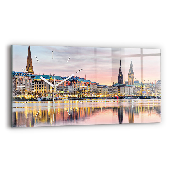 Ceas orizontale de perete din sticlă Alster în Hamburg