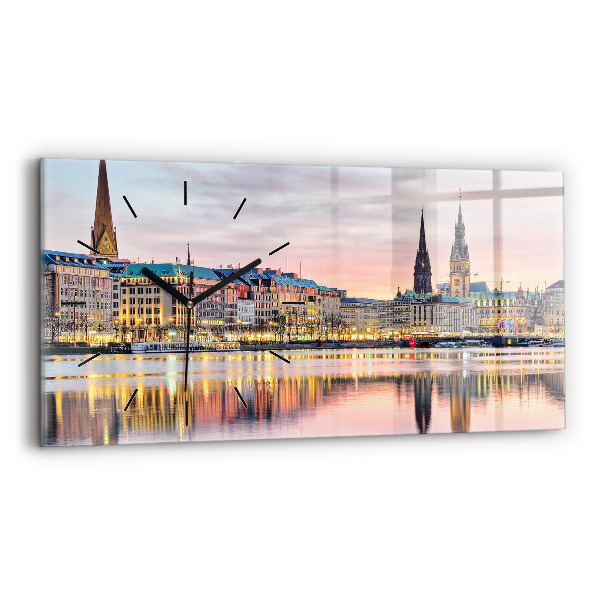 Ceas orizontale de perete din sticlă Alster în Hamburg