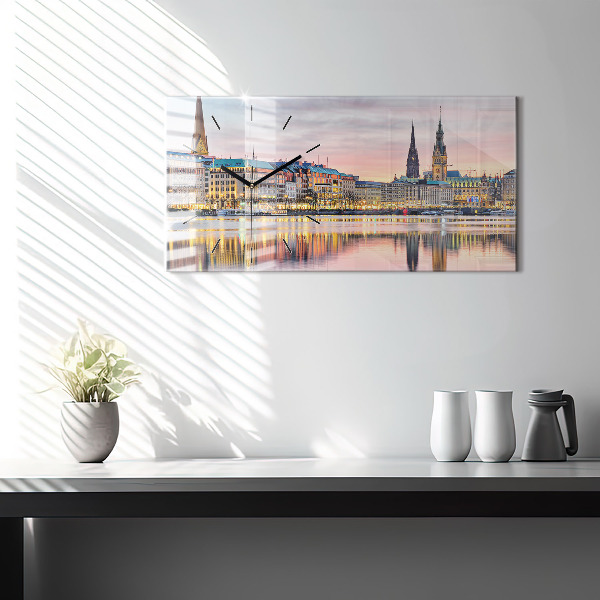 Ceas orizontale de perete din sticlă Alster în Hamburg