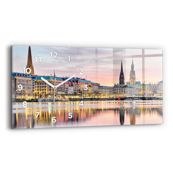 Ceas orizontale de perete din sticlă Alster în Hamburg