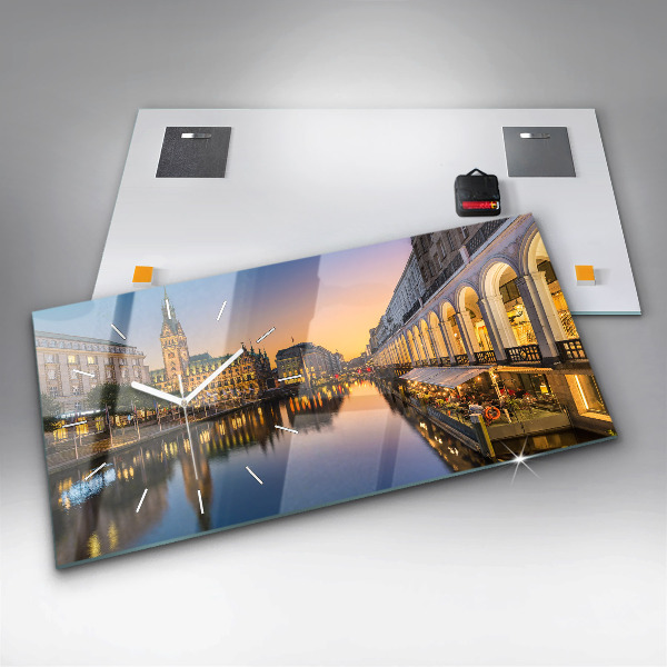 Ceas orizontale de perete din sticlă Primăria Hamburg