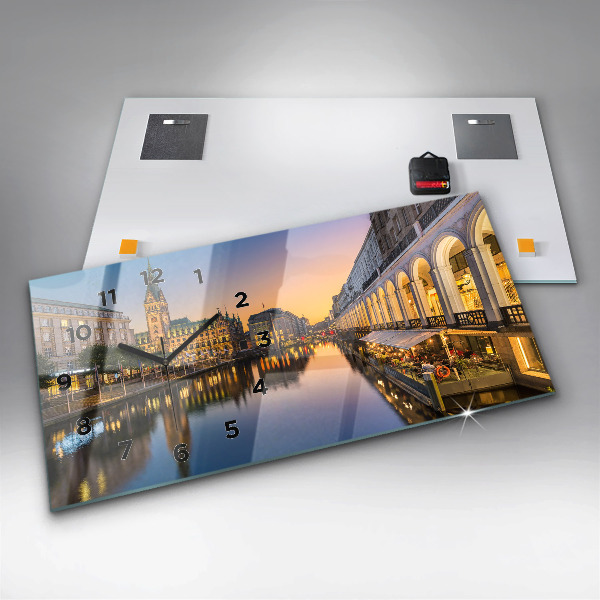 Ceas orizontale de perete din sticlă Primăria Hamburg