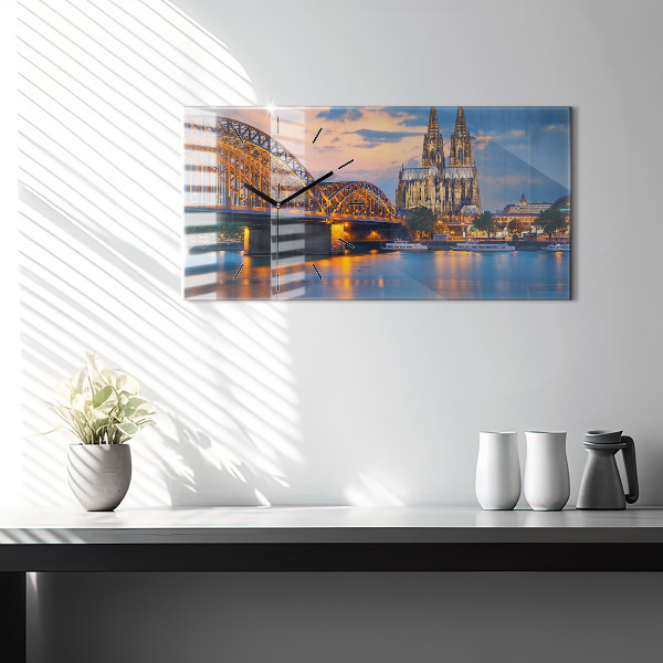 Ceas orizontale de perete din sticlă Vedere la primărie