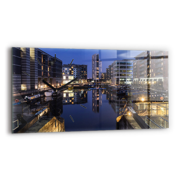 Ceas orizontale de perete din sticlă Orașul iluminat noaptea