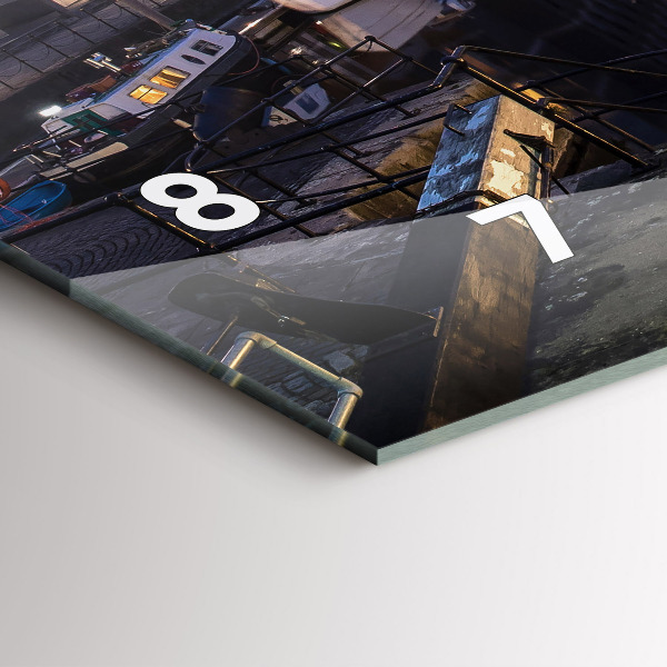 Ceas orizontale de perete din sticlă Orașul iluminat noaptea