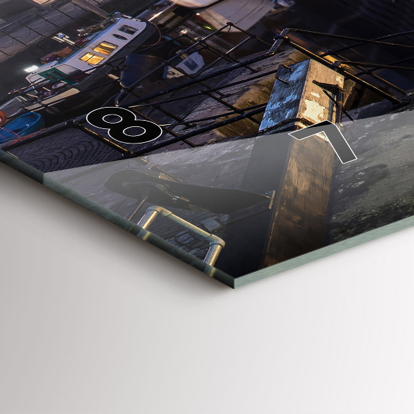 Ceas orizontale de perete din sticlă Orașul iluminat noaptea