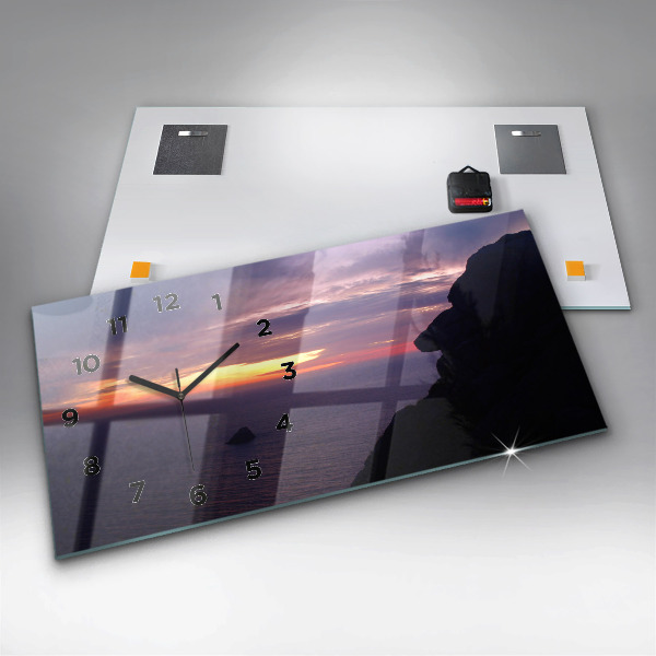 Ceas orizontale de perete din sticlă Cap de piatră