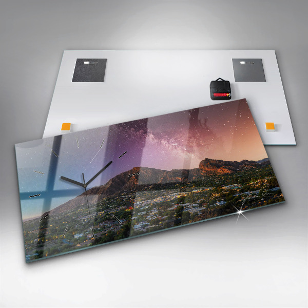 Ceas orizontale de perete din sticlă Peisaj montan