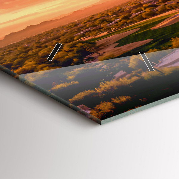 Ceas orizontale de perete din sticlă Apus de soare North Scottsdale