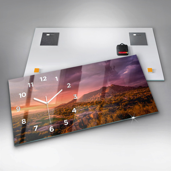 Ceas orizontale de perete din sticlă Apus de soare North Scottsdale