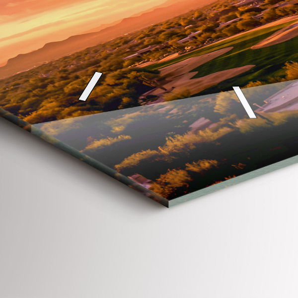 Ceas orizontale de perete din sticlă Apus de soare North Scottsdale