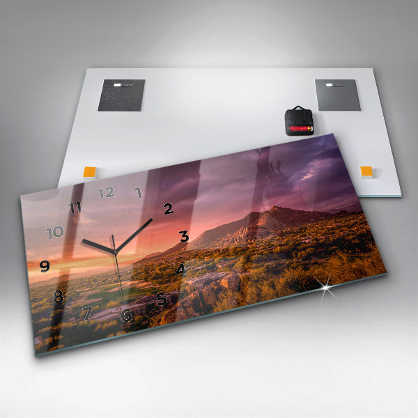 Ceas orizontale de perete din sticlă Apus de soare North Scottsdale