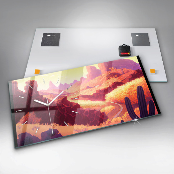 Ceas orizontale de perete din sticlă Ilustrație din deșertul Arizona