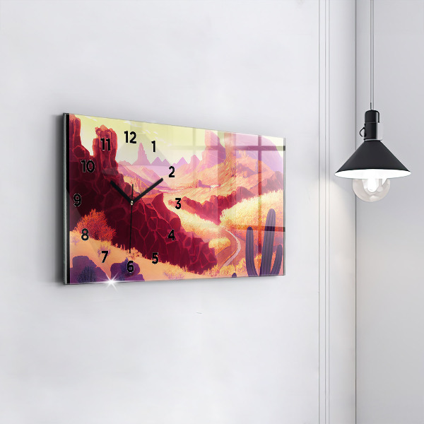 Ceas orizontale de perete din sticlă Ilustrație din deșertul Arizona