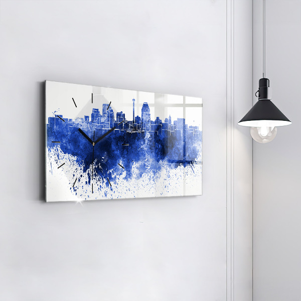 Ceas orizontale de perete din sticlă Acuarele San Antonio