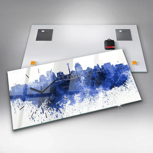 Ceas orizontale de perete din sticlă Acuarele San Antonio