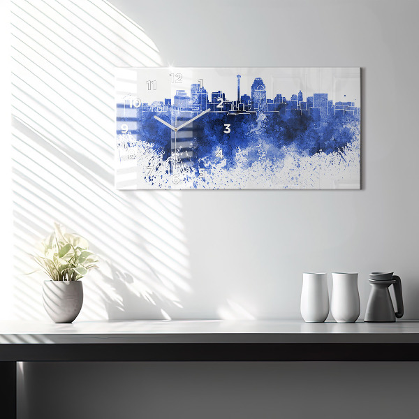 Ceas orizontale de perete din sticlă Acuarele San Antonio