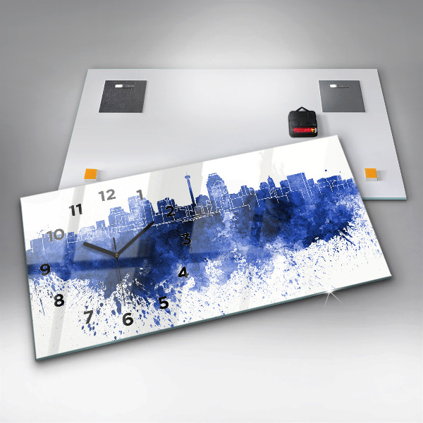 Ceas orizontale de perete din sticlă Acuarele San Antonio