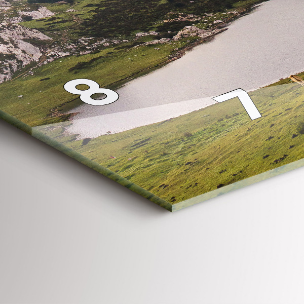 Ceas orizontale de perete din sticlă Lacul și munții Pirinei