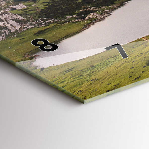 Ceas orizontale de perete din sticlă Lacul și munții Pirinei