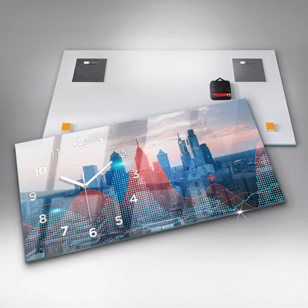 Ceas orizontale de perete din sticlă Zgârie-nori din Philadelphia