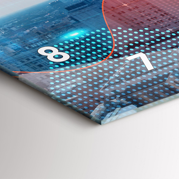 Ceas orizontale de perete din sticlă Zgârie-nori din Philadelphia