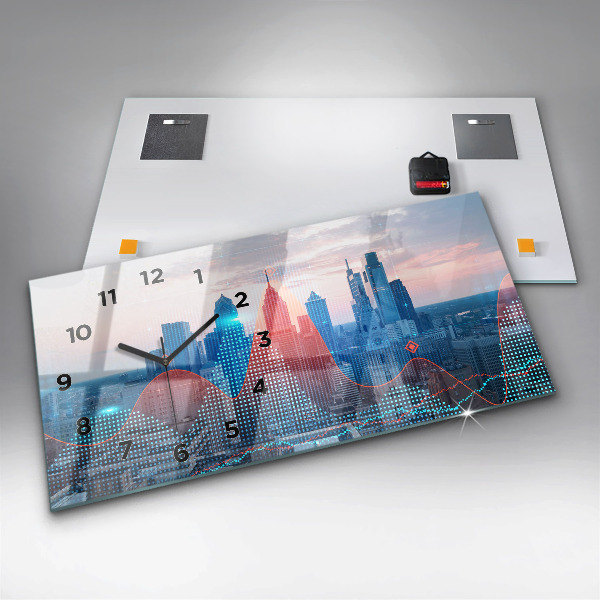 Ceas orizontale de perete din sticlă Zgârie-nori din Philadelphia