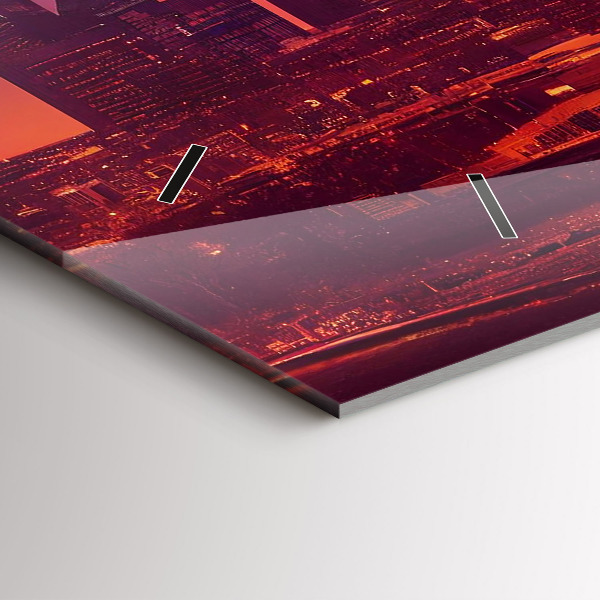 Ceas orizontale de perete din sticlă Oraș noaptea în Philadelphia