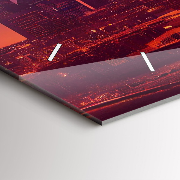 Ceas orizontale de perete din sticlă Oraș noaptea în Philadelphia