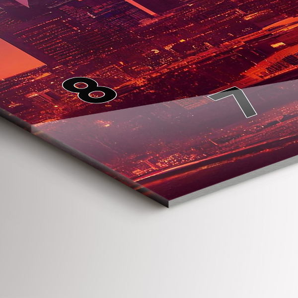 Ceas orizontale de perete din sticlă Oraș noaptea în Philadelphia