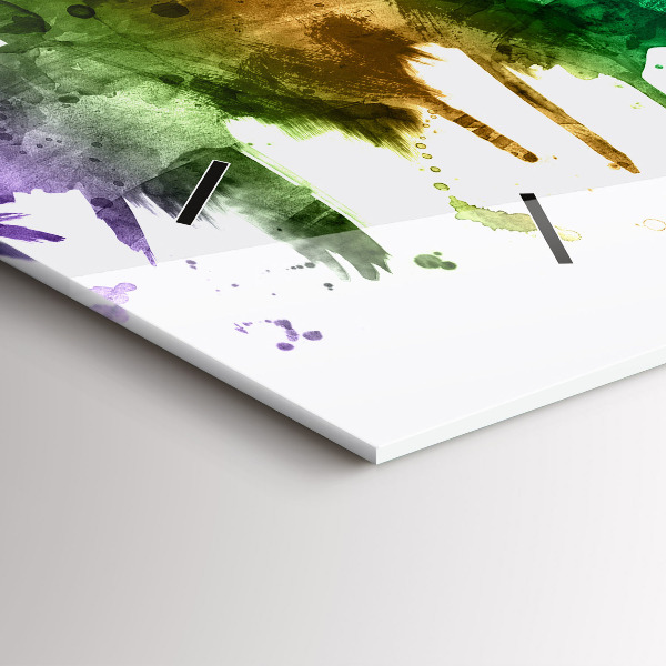 Ceas orizontale de perete din sticlă Filadelfia colorată