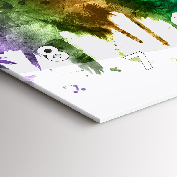 Ceas orizontale de perete din sticlă Filadelfia colorată