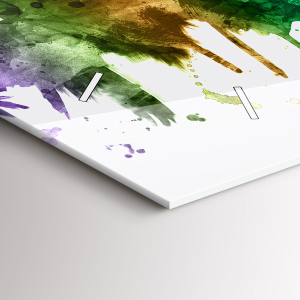 Ceas orizontale de perete din sticlă Filadelfia colorată