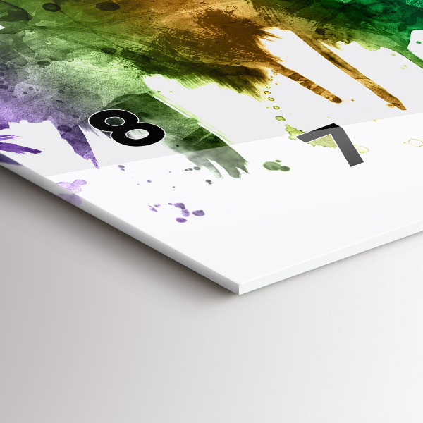 Ceas orizontale de perete din sticlă Filadelfia colorată