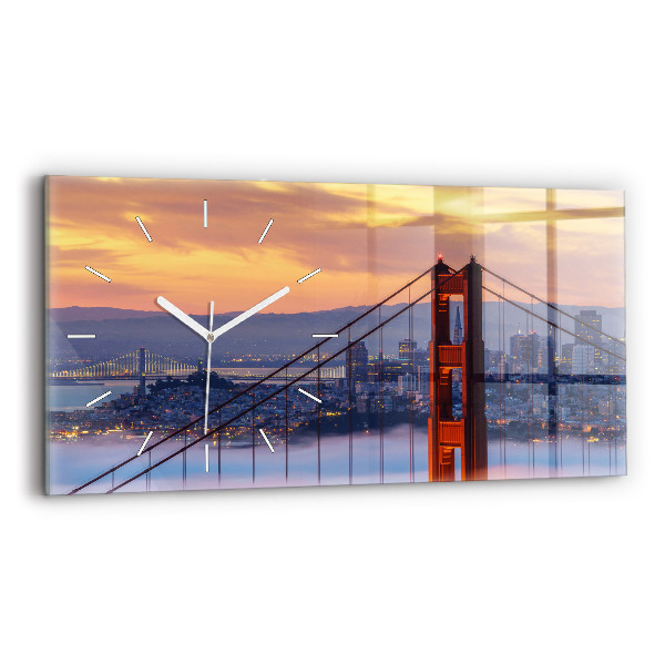 Ceas orizontale de perete din sticlă Pod din San Francisco
