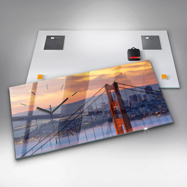 Ceas orizontale de perete din sticlă Pod din San Francisco