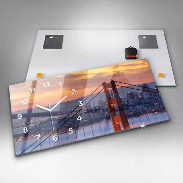 Ceas orizontale de perete din sticlă Pod din San Francisco