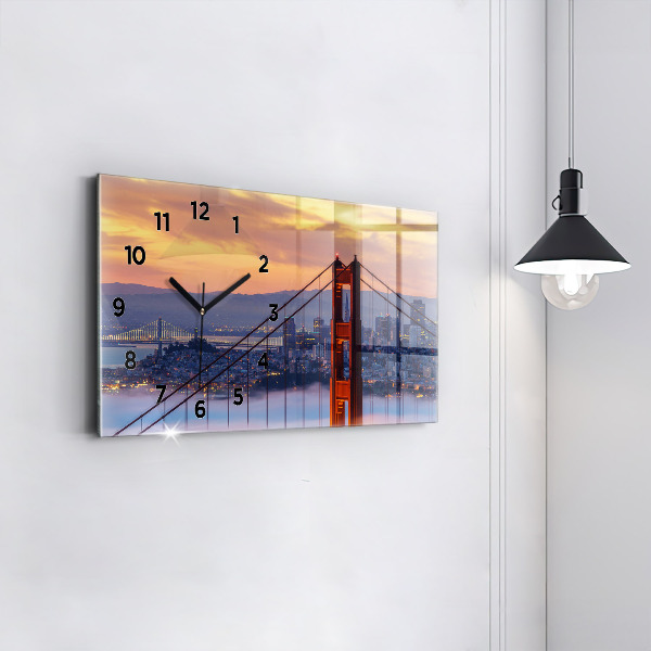 Ceas orizontale de perete din sticlă Pod din San Francisco