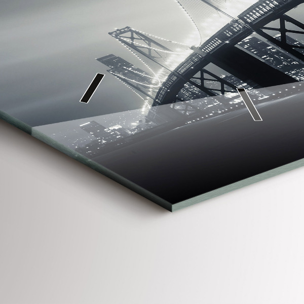 Ceas orizontale de perete din sticlă Pod noaptea San Francisco