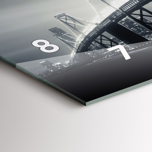 Ceas orizontale de perete din sticlă Pod noaptea San Francisco