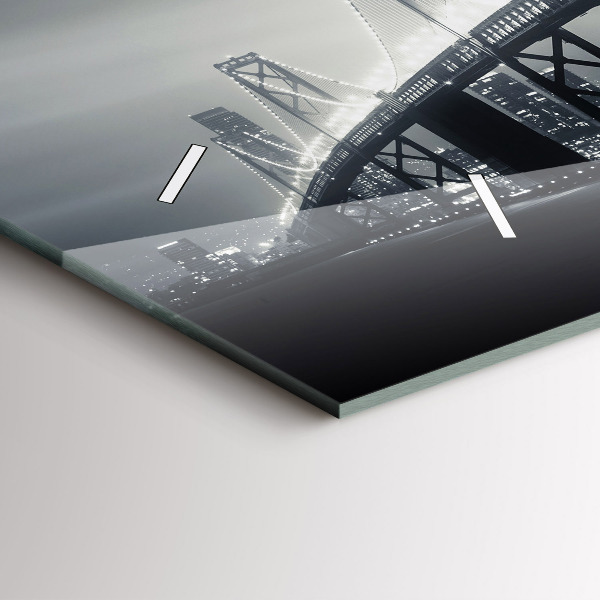 Ceas orizontale de perete din sticlă Pod noaptea San Francisco